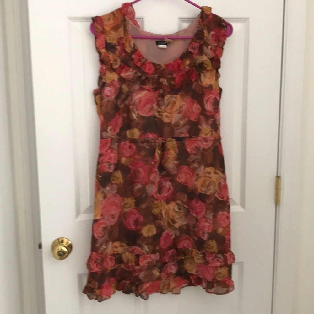 Floral j crew factory dress with ruffles